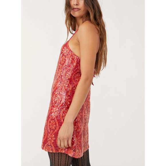🎉LAST CHANCE🎉 NWT Free People Retro Babe Mini Dress / Red Combo - Picture 3 of 7